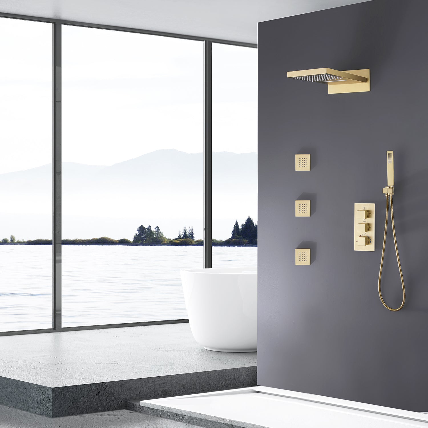 3-Handle Thermostatic Shower System with Body Jets