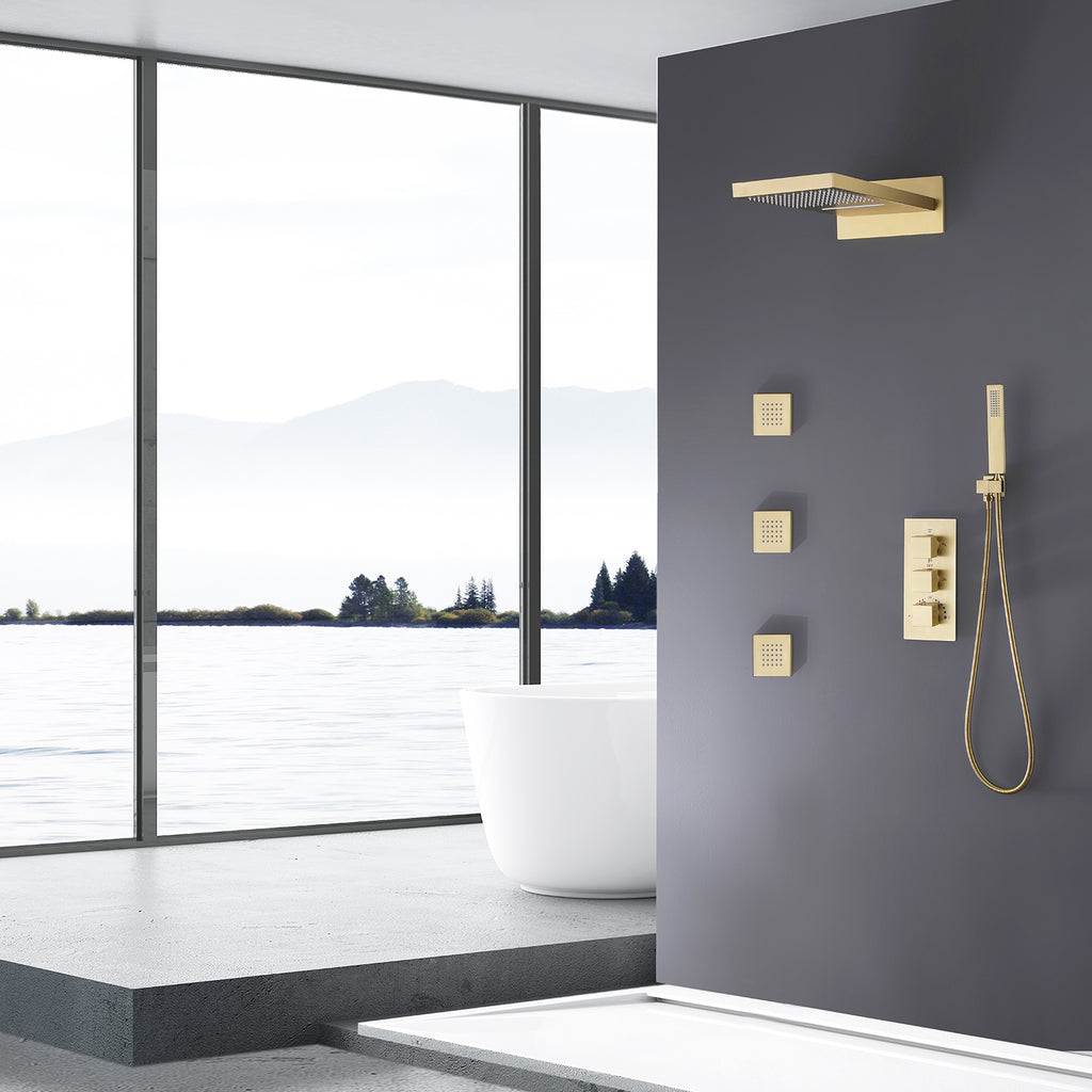 3-Handle Thermostatic Shower System with Body Jets