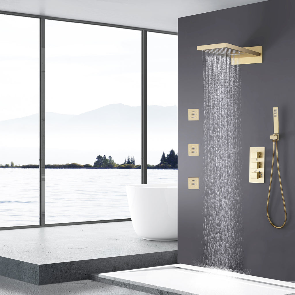 3-Handle Thermostatic Shower System with Body Jets