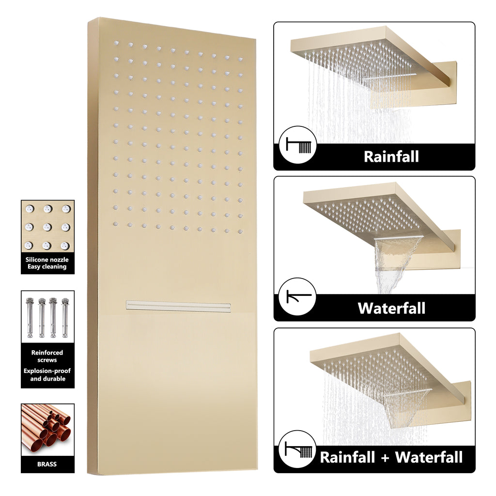 3-Handle Thermostatic Shower System with Body Jets