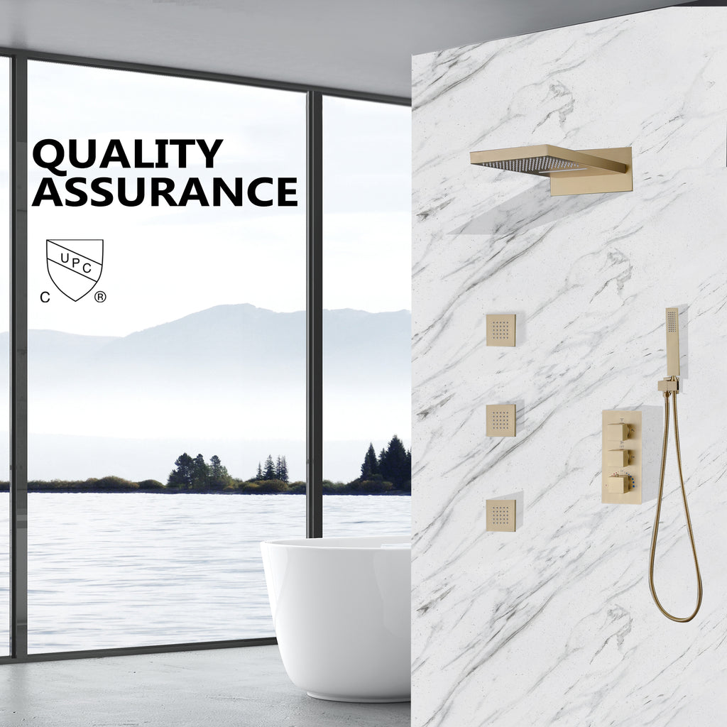 3-Handle Thermostatic Shower System with Body Jets