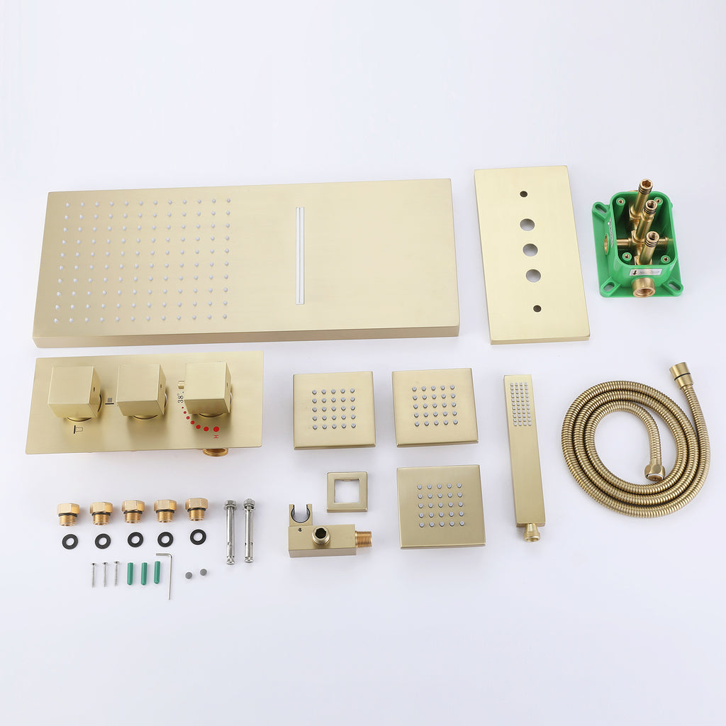 3-Handle Thermostatic Shower System with Body Jets