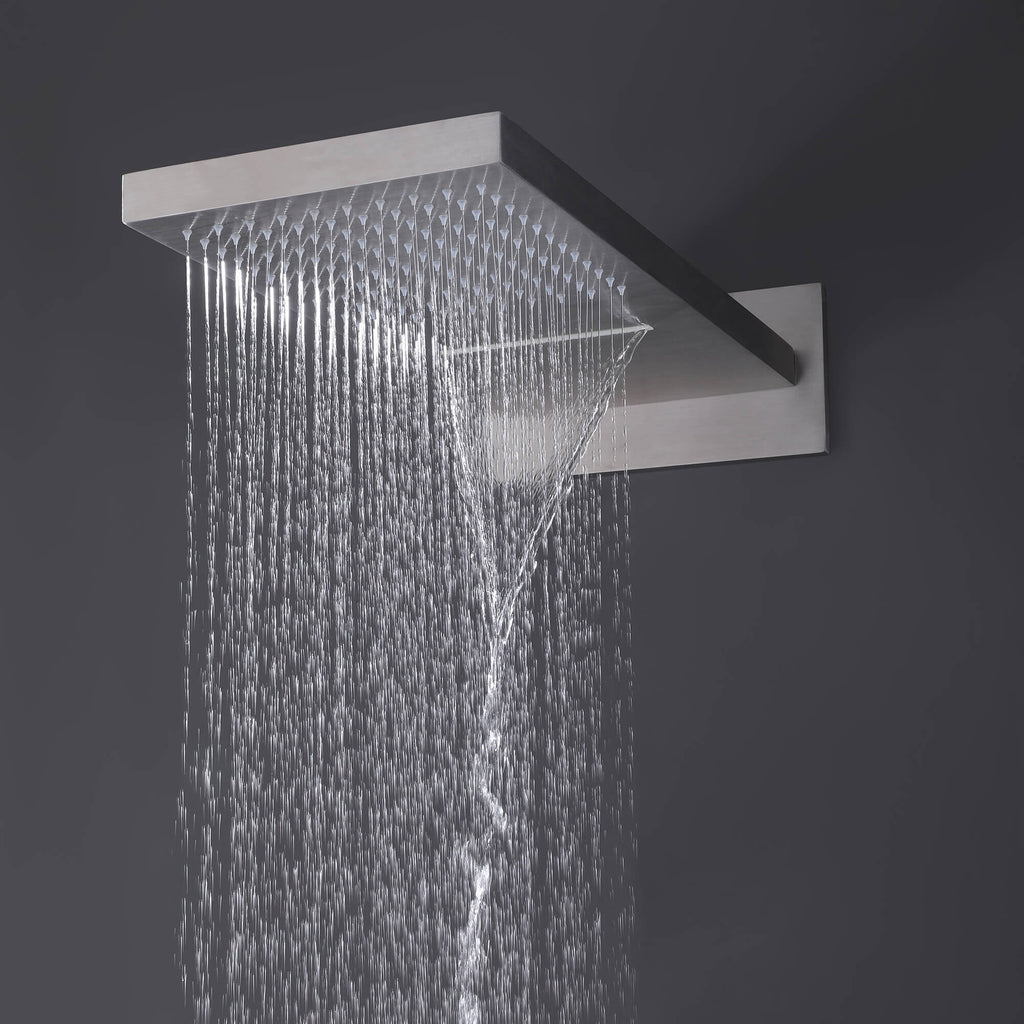 Brushed Nickel Thermostatic Shower System with 3 Body Jets Spray