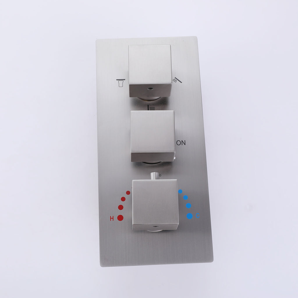 Brushed Nickel Thermostatic Shower System with 3 Body Jets Spray