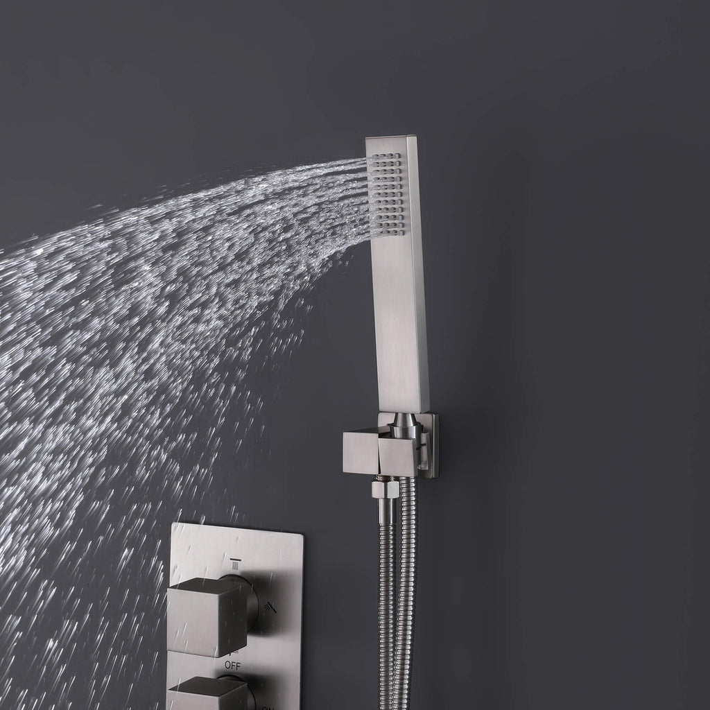 High-End Thermostatic Shower System with LED Waterfall Rainfall Shower Head