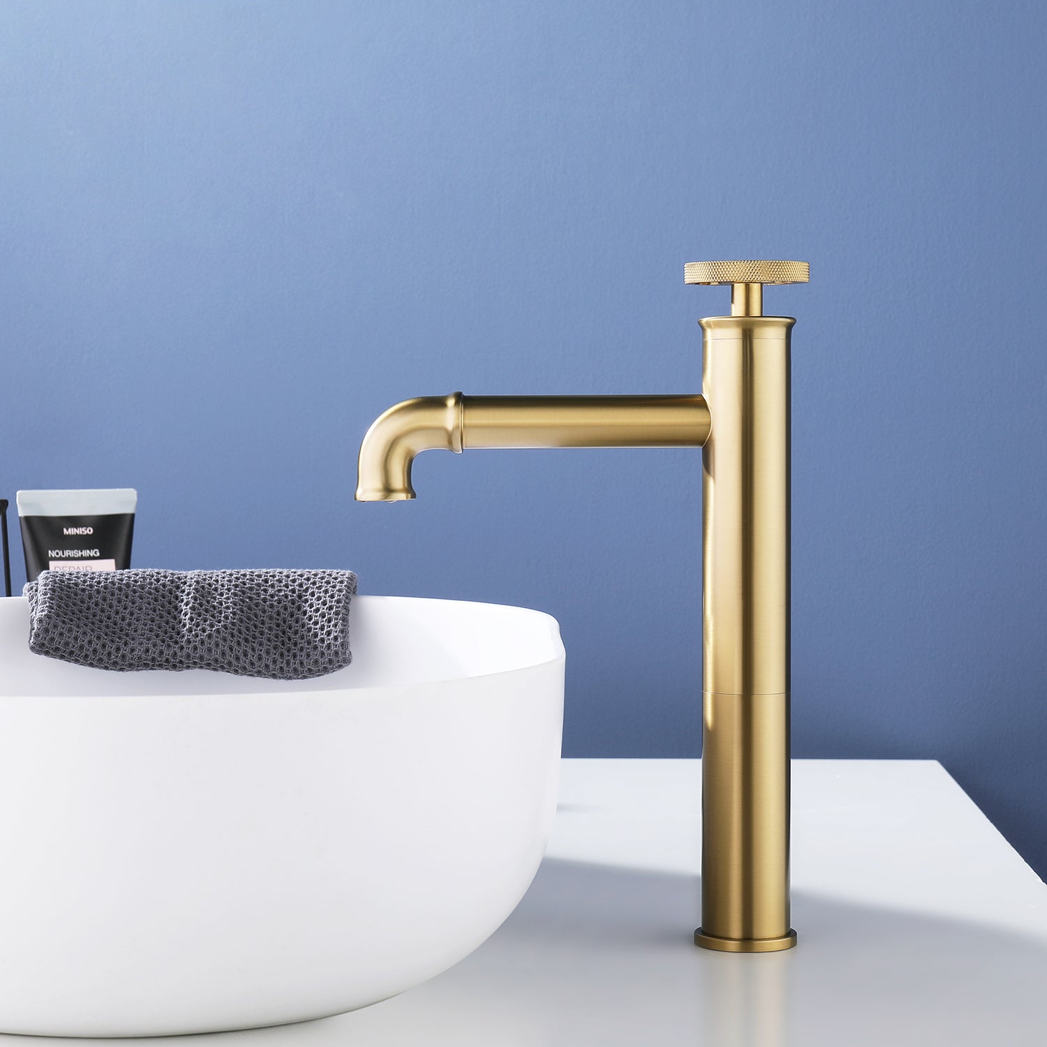 Vessel Sink Tap with High Spout and Mixer Lever