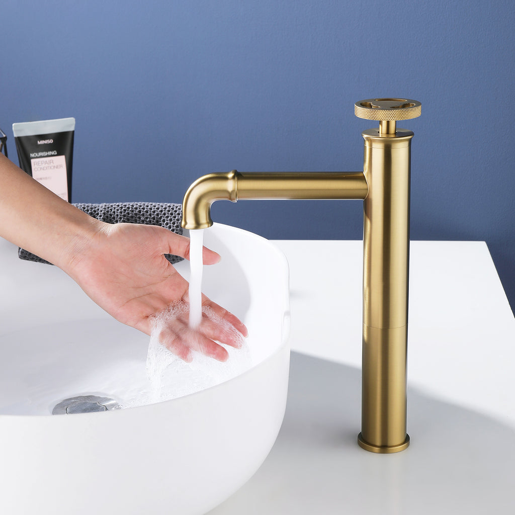 Vessel Sink Tap with High Spout and Mixer Lever