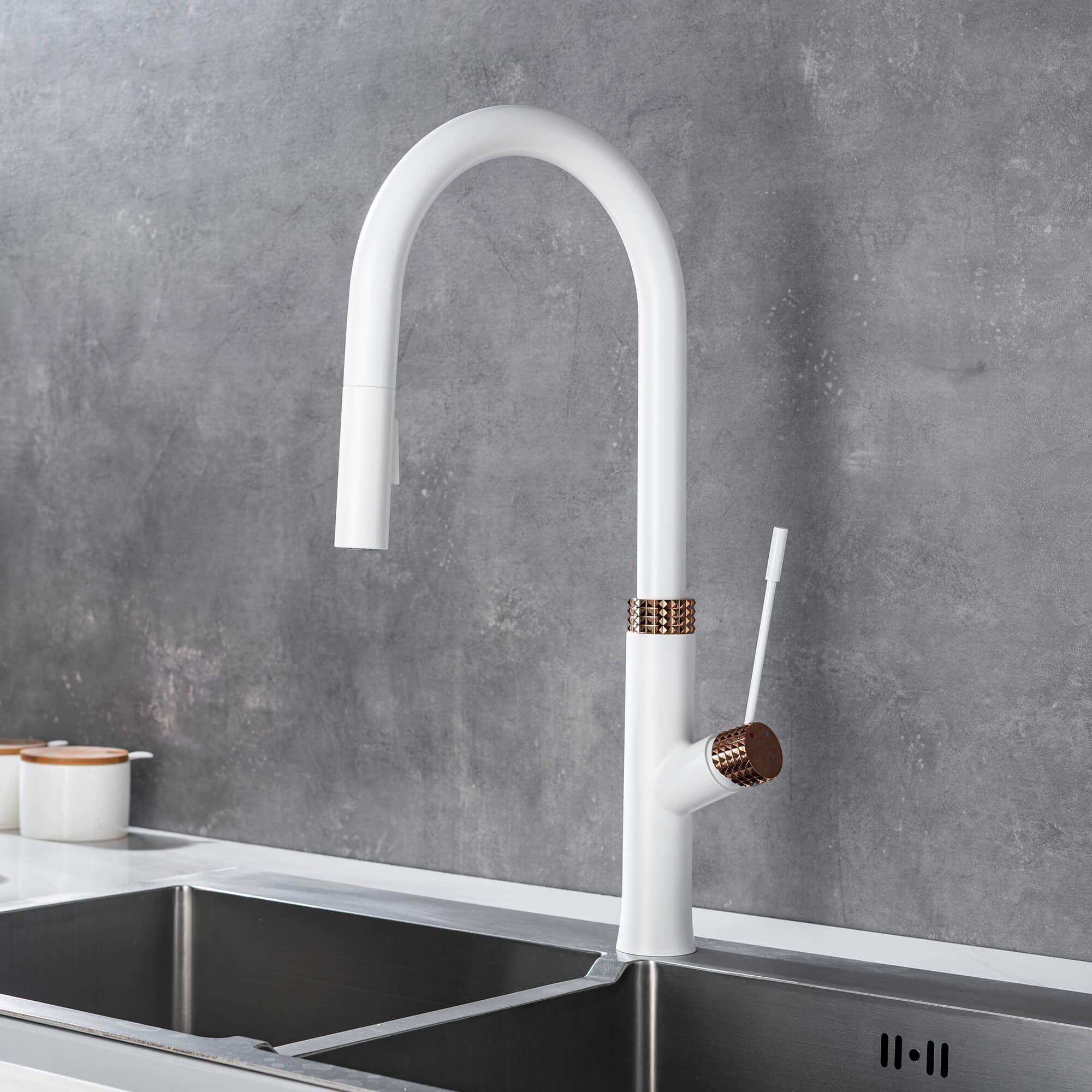 Gooseneck Kitchen Faucet with Pull Down Sprayer for Single Hole Sink