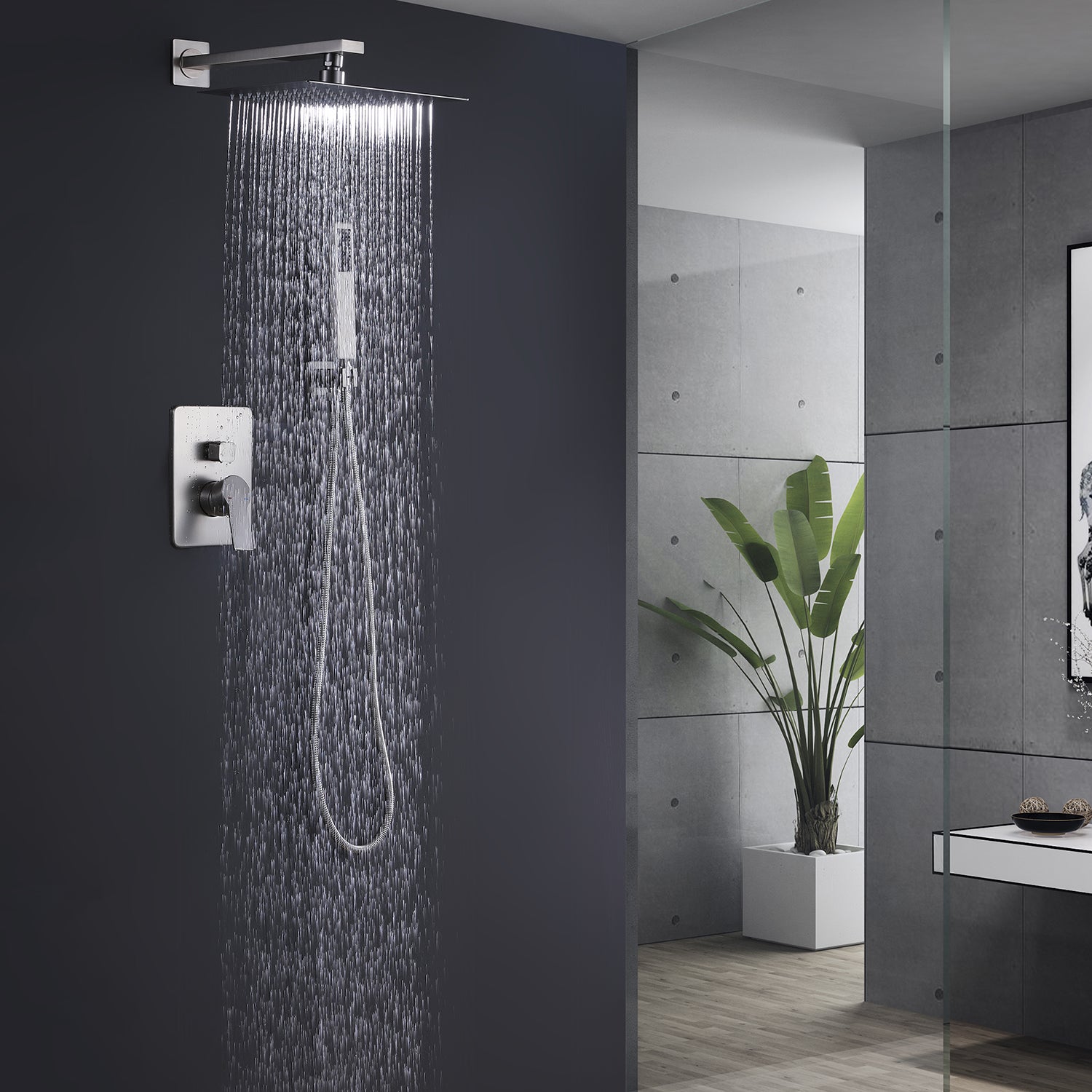 Wall-Mounted Rain Shower System with Pressure-Balanced Valve