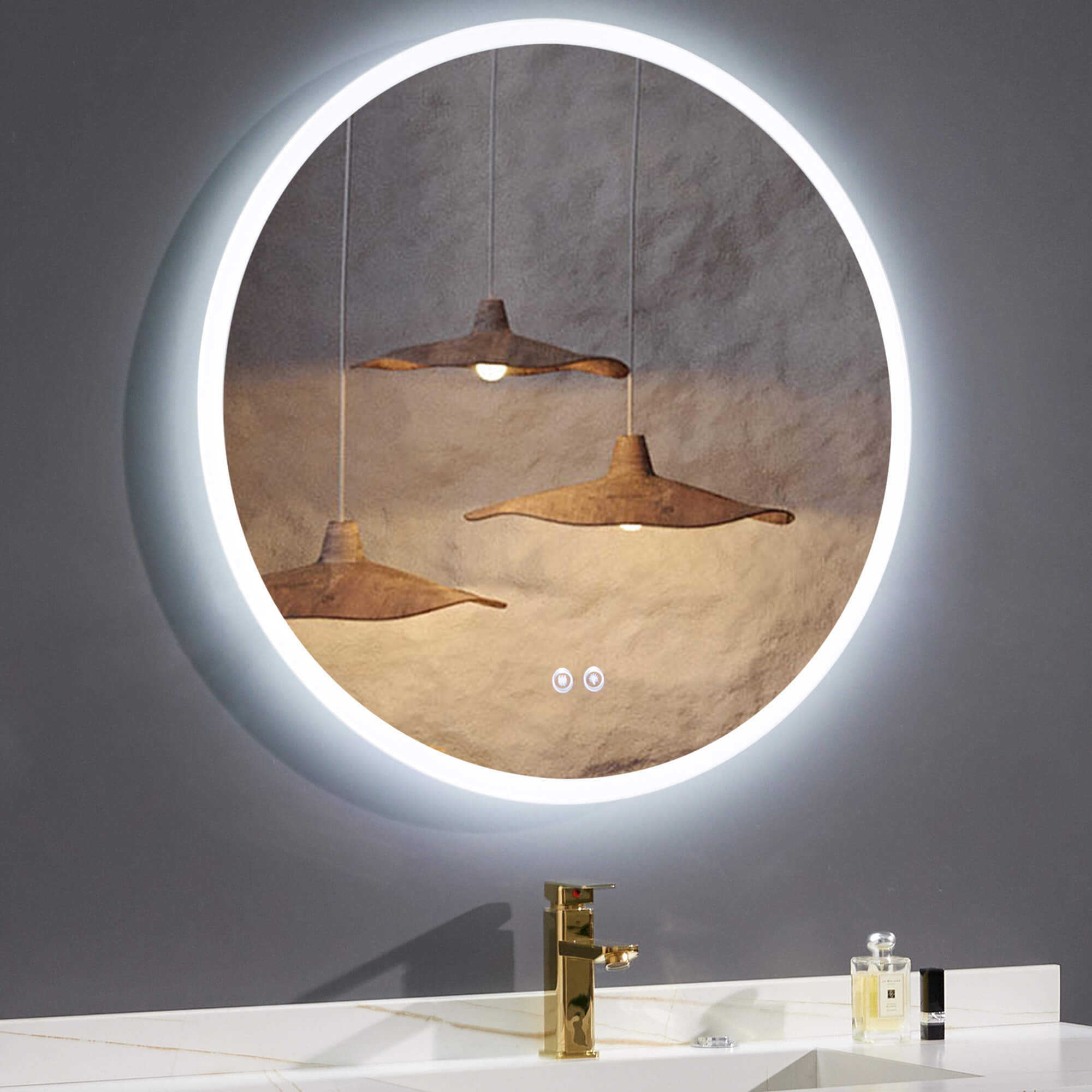 Modern Round LED Backlit Mirror with Demister