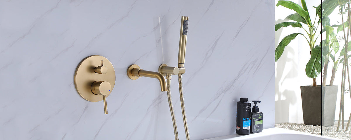Wall Mount Bathtub Faucet with Handheld Shower