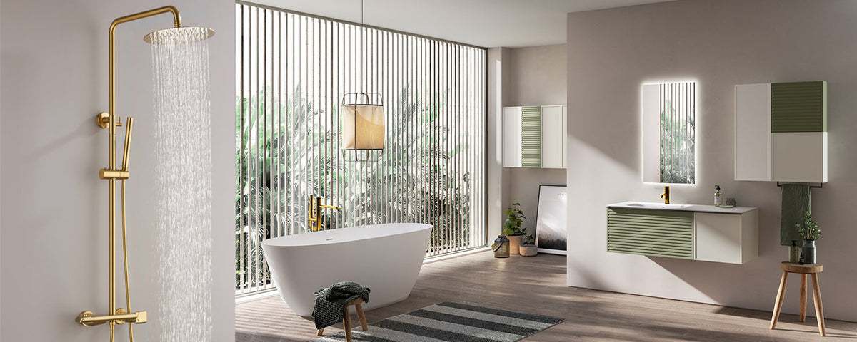 2-Function Thermostatic Shower System Gold