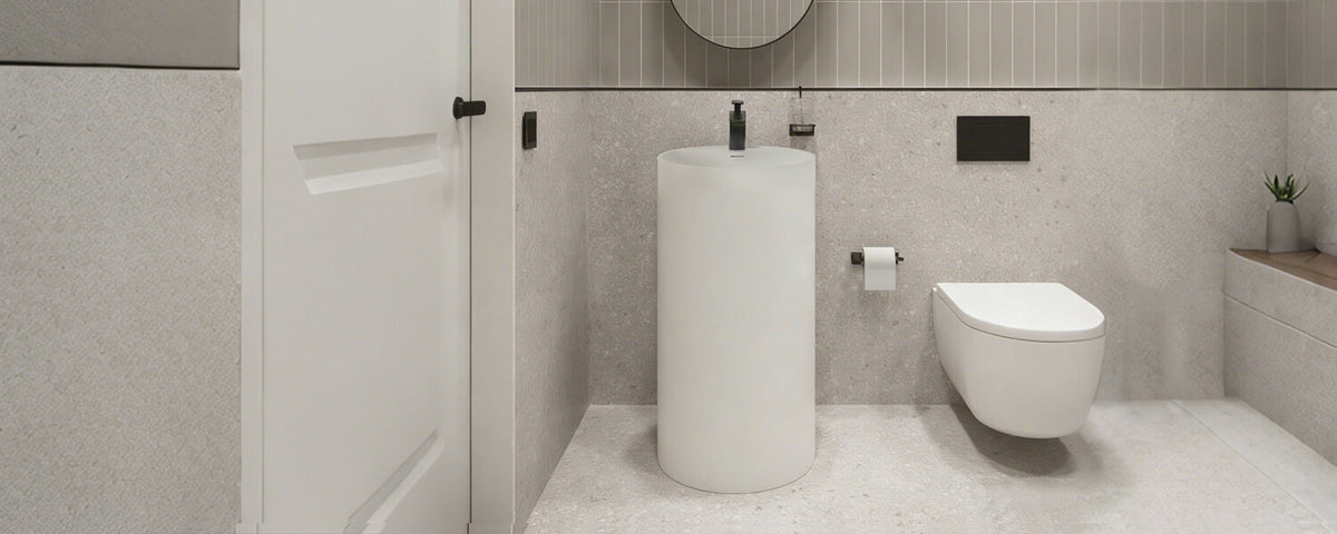 Pedestal Sink and Smart Toilet