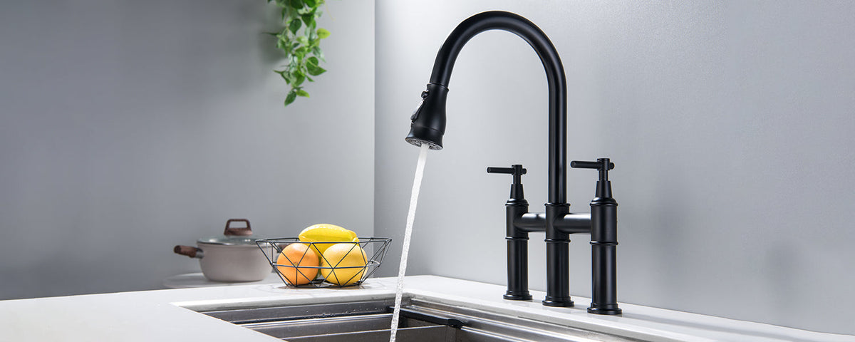 Bridge Kitchen Faucet with Pull-Down Sprayhead