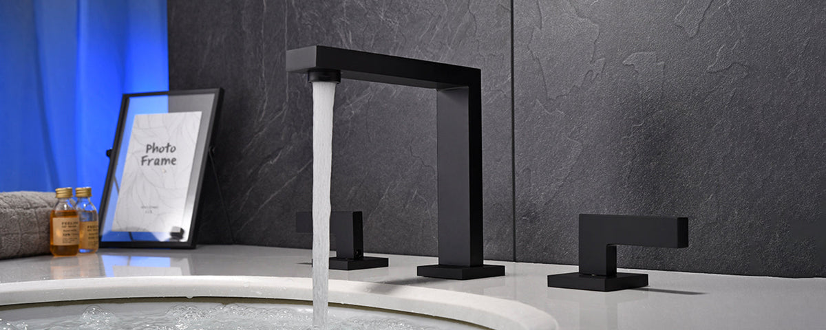 Widespread 3 Hole 2 Handle Bathroom Faucet Matte Black
