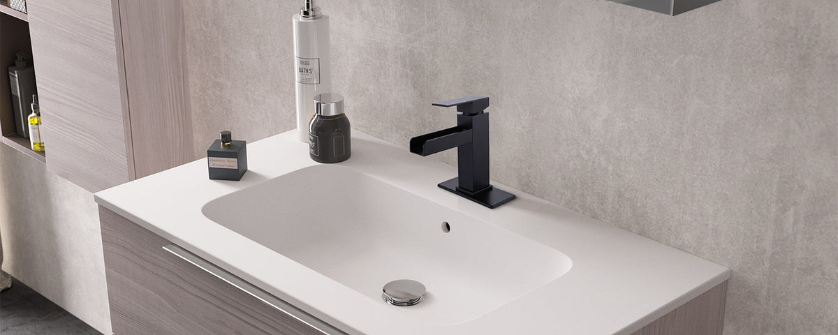 Matte Black Waterfall Bathroom Sink Faucet