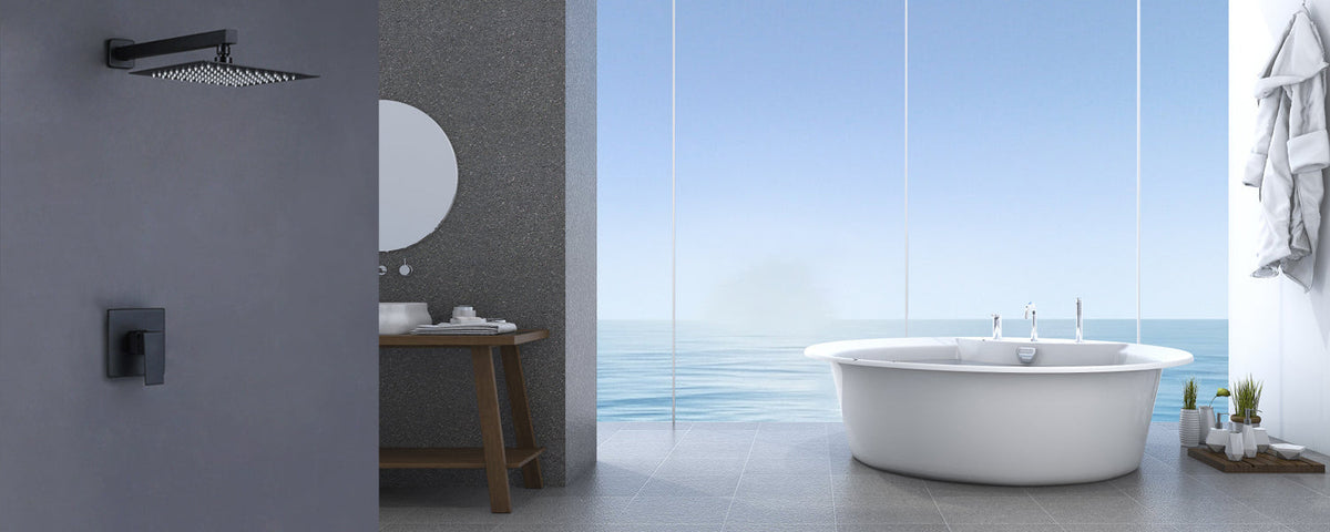 Black bathtub faucet.