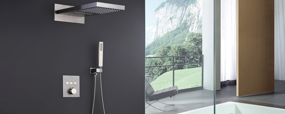 Premium Rainfall Shower Faucet Brushed Nickel.