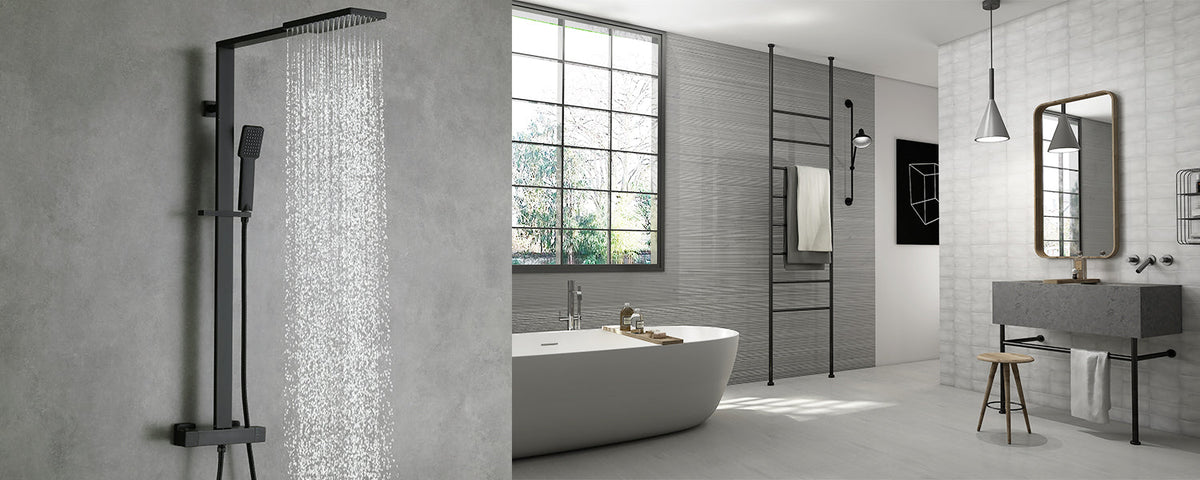 Black Shower Faucet with Slider Bar