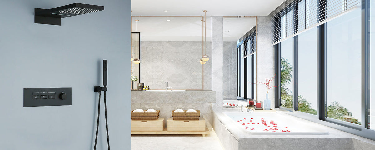Waterfall and Rainfall Thermostatic Shower System