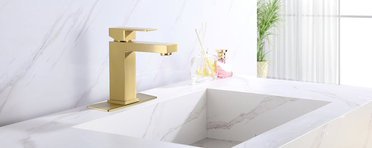 Gold Bathroom Faucet For Sink Deck Plate