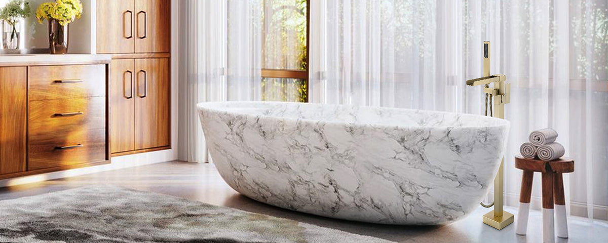 Gold Floor Mounted Bath Faucet