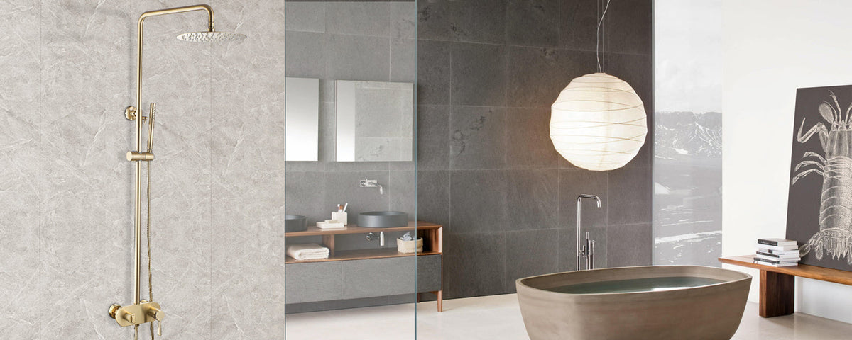 Brushed Gold Exposed Shower System