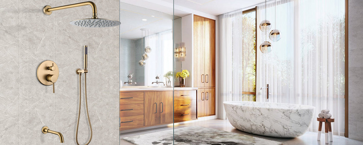Gold Tub Shower Faucet Set