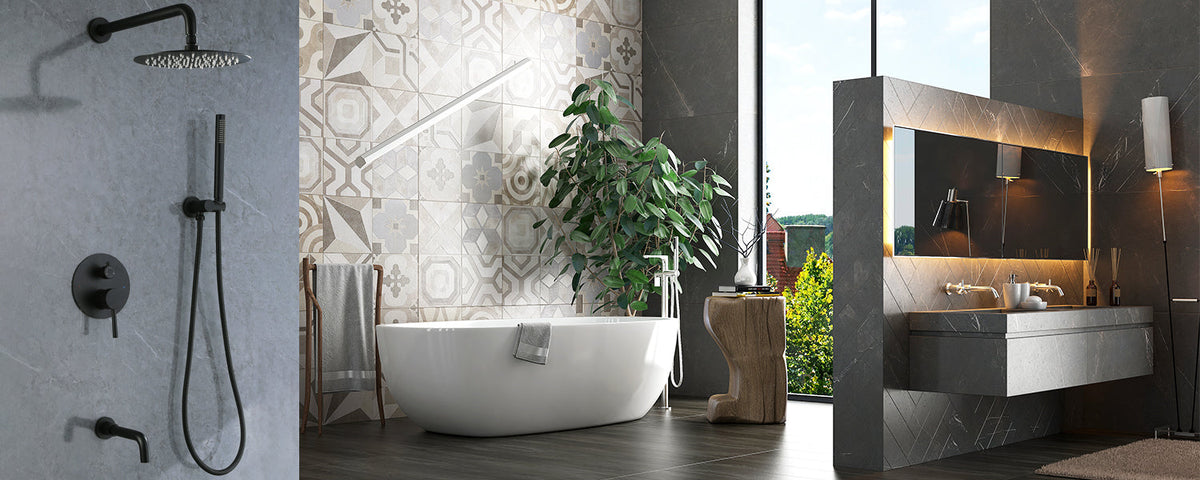 Shower Fixture Matte Black 3 Function with Tub Spout