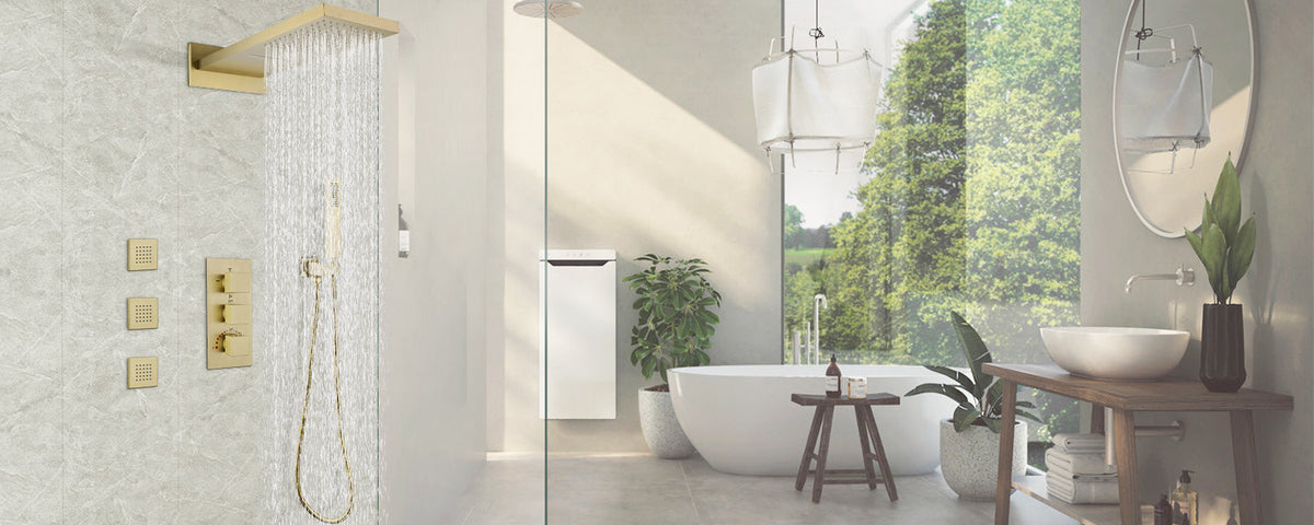 Wall Mount Thermostatic Shower System with 3 Body Jets