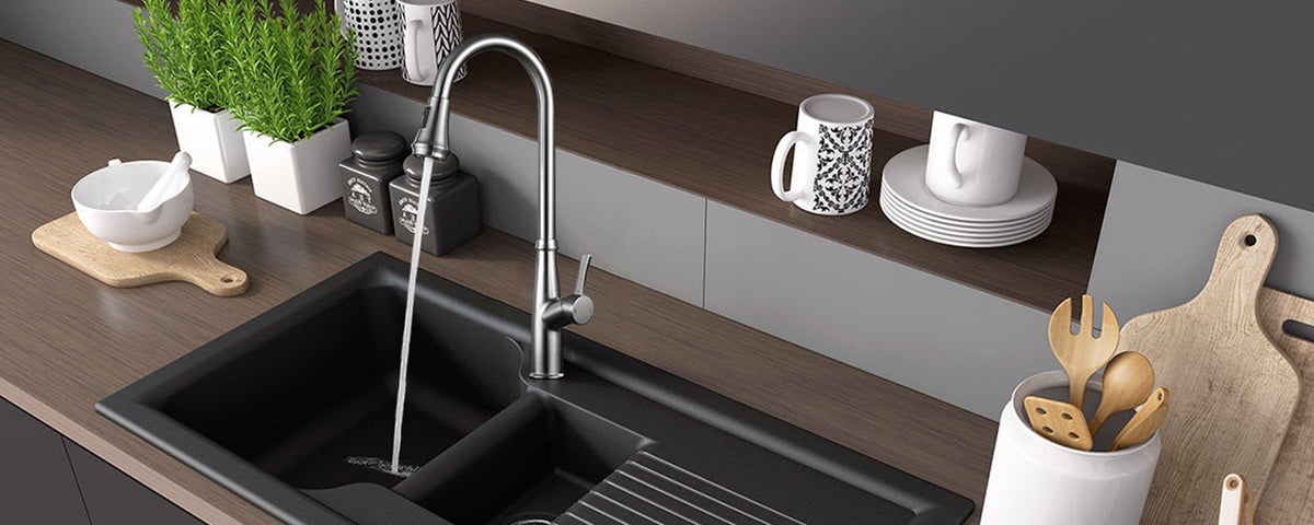 Brushed Nickel Kitchen Faucet with Pull Down Sprayer