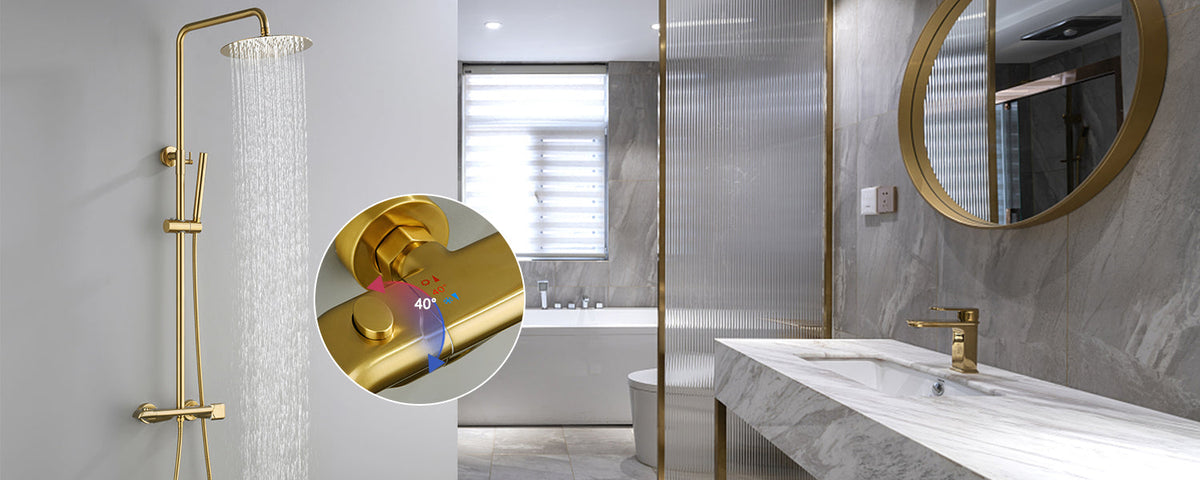Golden Thermostatic Shower System