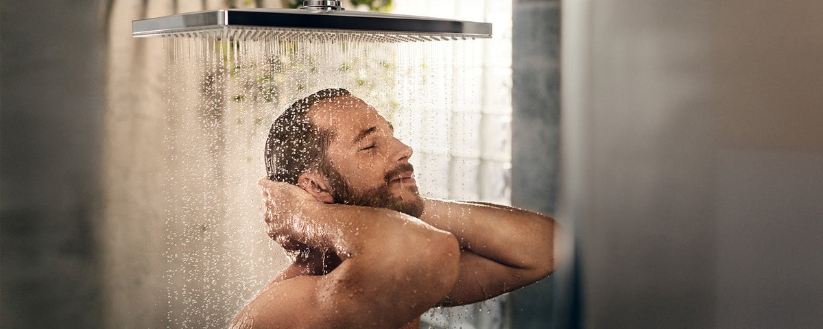man is taking a bath