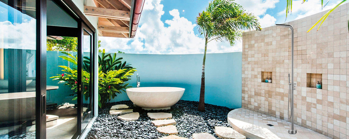 freestanding outdoor shower