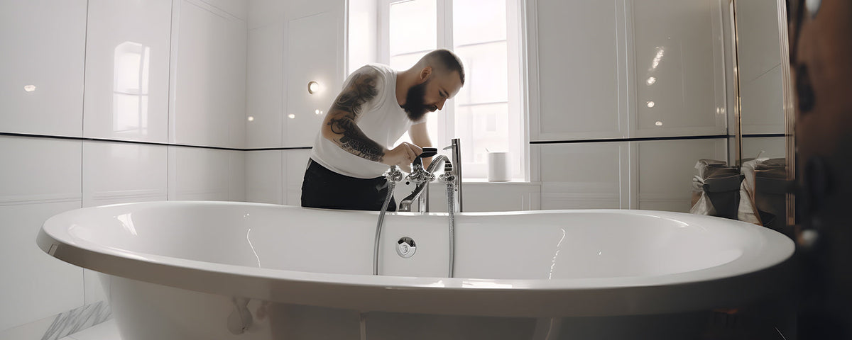 install a freestanding bathtub faucet