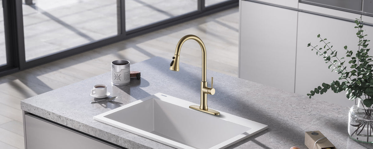 Brushed Gold Kitchen Faucet 
