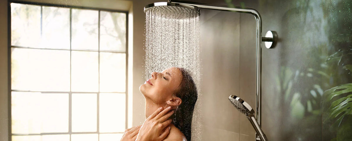 woman taking shower