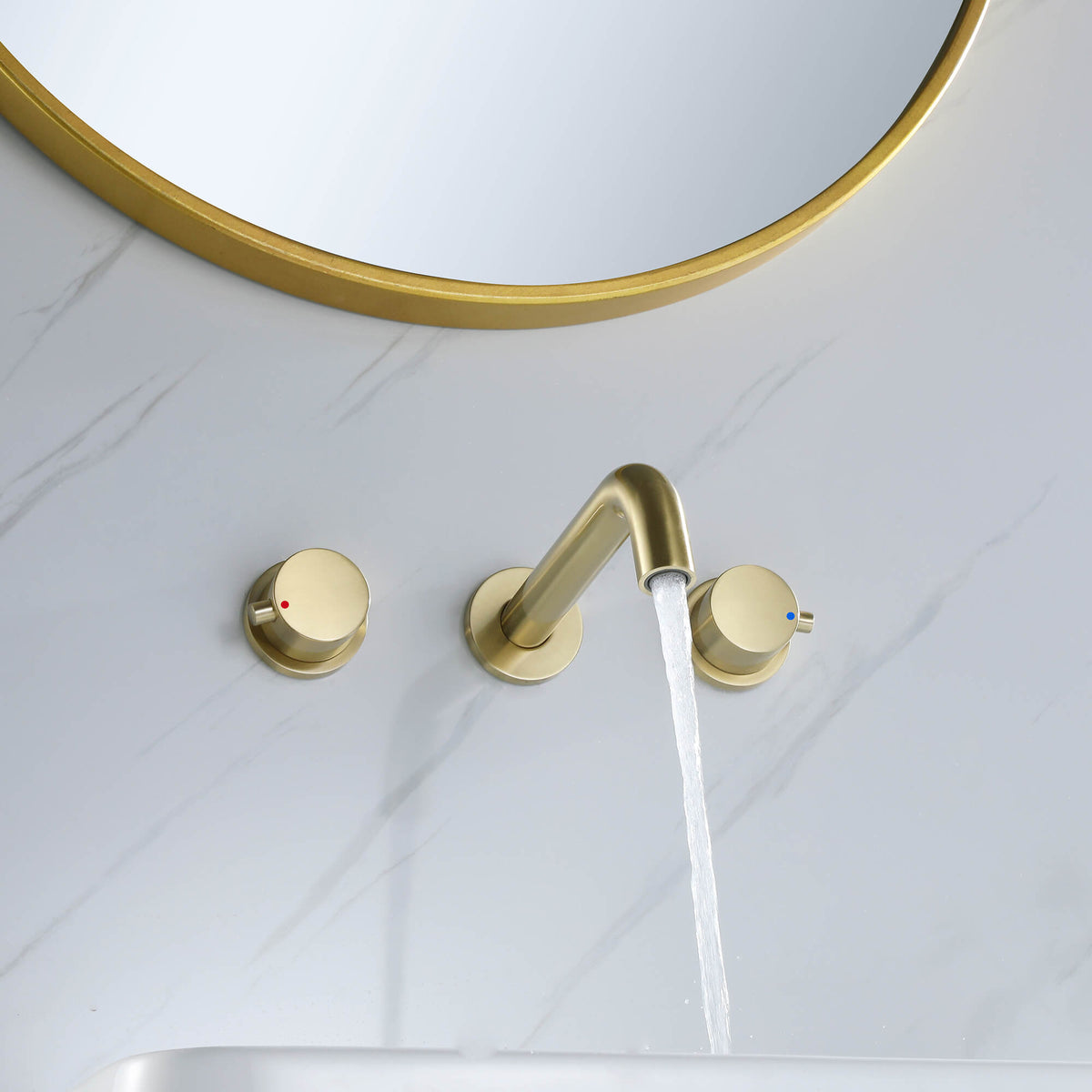 2-Handle Wall-Mounted Tap with Smooth Curved Spout