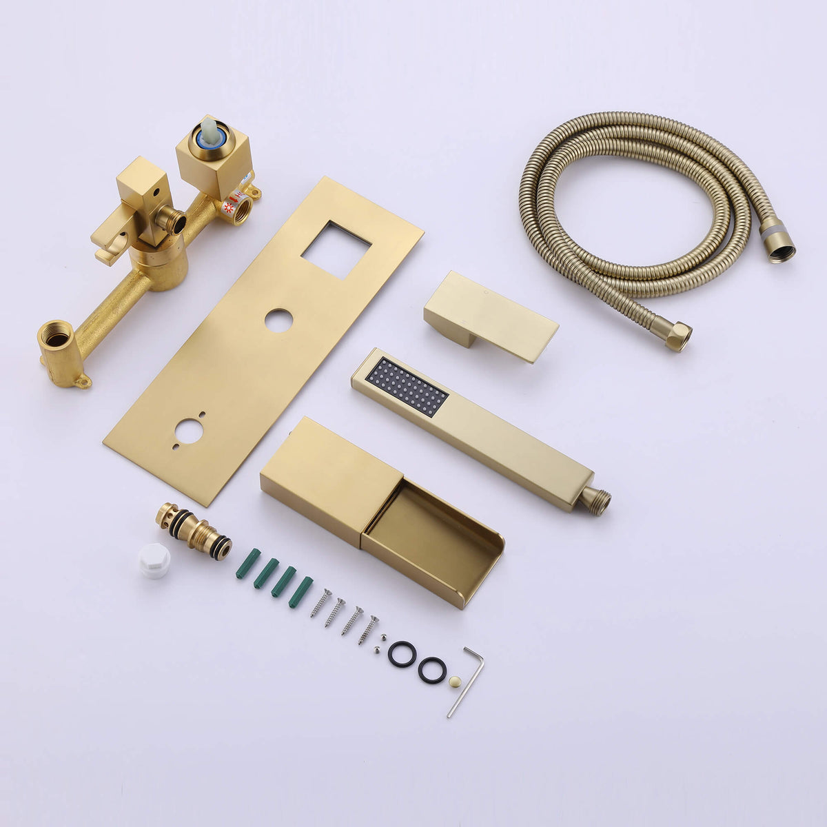 Wall-Mounted Waterfall Tub Faucet with Hand Shower