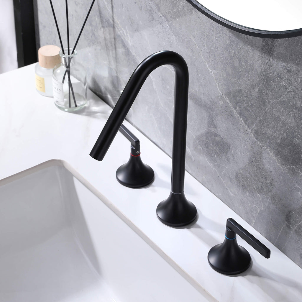 Modern Widespread Bathroom Faucet With 2-Handle Deck Mounted