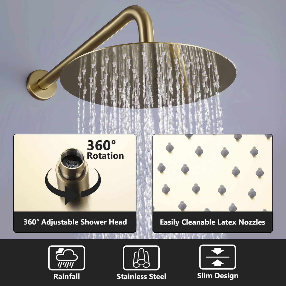 Exposed Rain Shower Kit with Tub Spout and Slide Bar