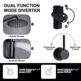 Wall Mount Shower Faucet Set 10" Rainfall Shower Head Kit Matte Black JK0058