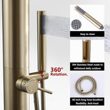 Freestanding Stainless Steel Outdoor Shower with Hand Shower Brushed Gold