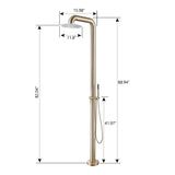 Freestanding Stainless Steel Outdoor Shower with Hand Shower Brushed Gold