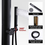 Freestanding Stainless Steel Outdoor Shower with Hand Shower and Detachable Shower Head Matte Black
