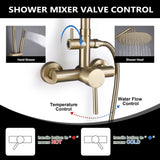 Outdoor Shower Faucet Kit SUS304 Stainless Steel 10 Inch High Pressure Shower Head with Handheld Spray JK0147