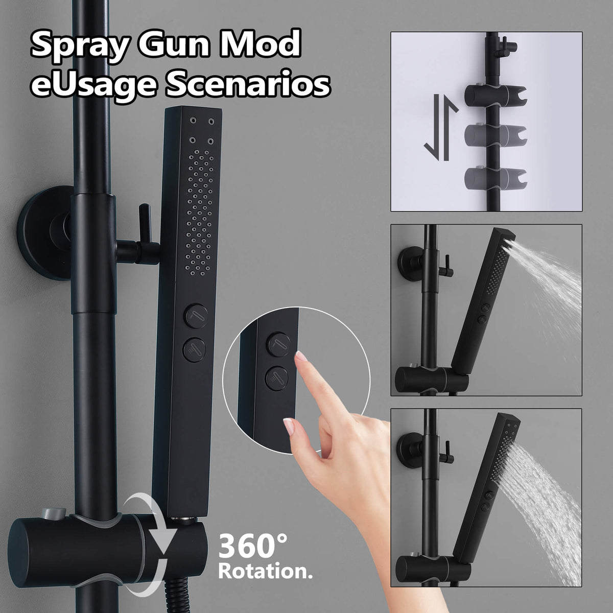 Rainfall Shower System with 3-Function and Dual Handheld Spray