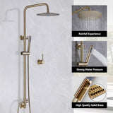 10" Shower System Exposed Brushed Gold Bathroom Shower Combo Set