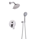 Wall Mount Shower Faucet With 5-Function Shower Head Rainfall Shower Brushed Nickel LYJ0011