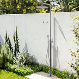 Freestanding Stainless Steel Outdoor Shower for Poolside with Handheld Shower & Drench Head